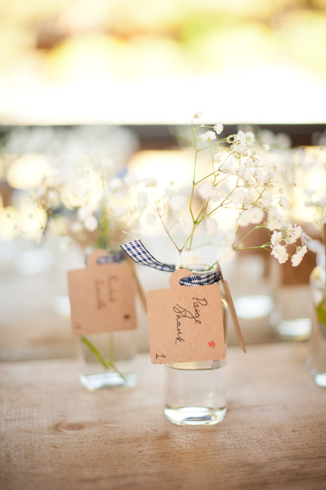Wildflower antique glass wedding place card display