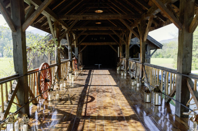 Covered wooden walkway at Riverside Farm